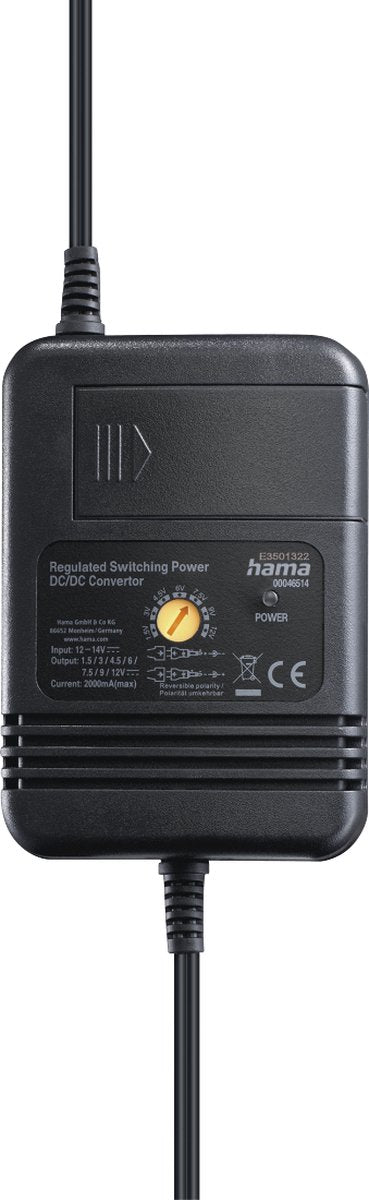 Hama adaptateur secteur pour voiture réglable 2000ma 24w max. 12v st. 8 adaptateurs