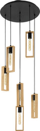 Lampe à suspension Eglo Littleton - e27 - ø 50 cm - bois - marron noir - bois fsc