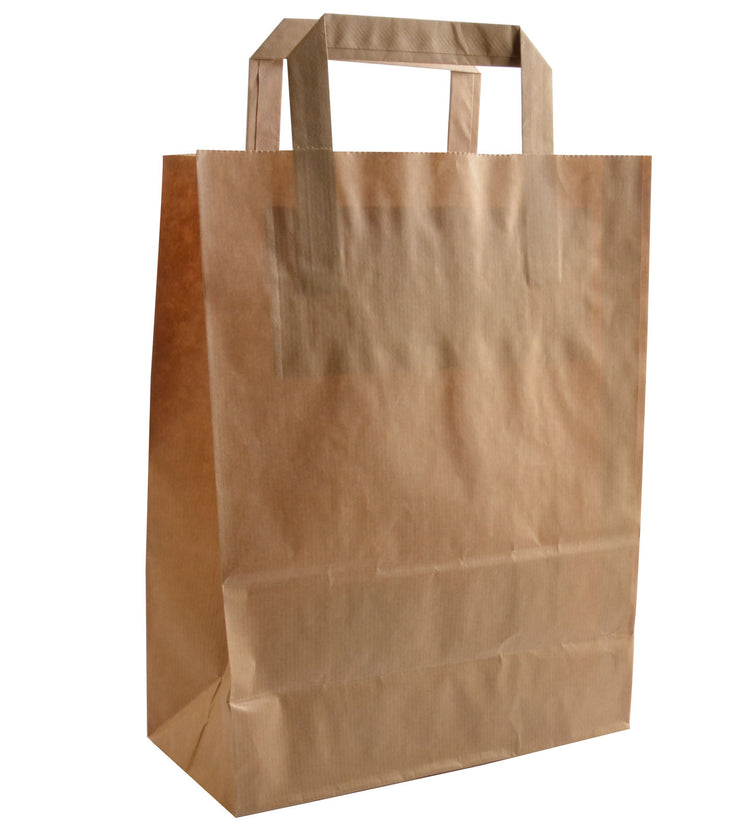 Vaessen creative • sac papier kraft marron anse plate 50pcs 32x17x25cm
