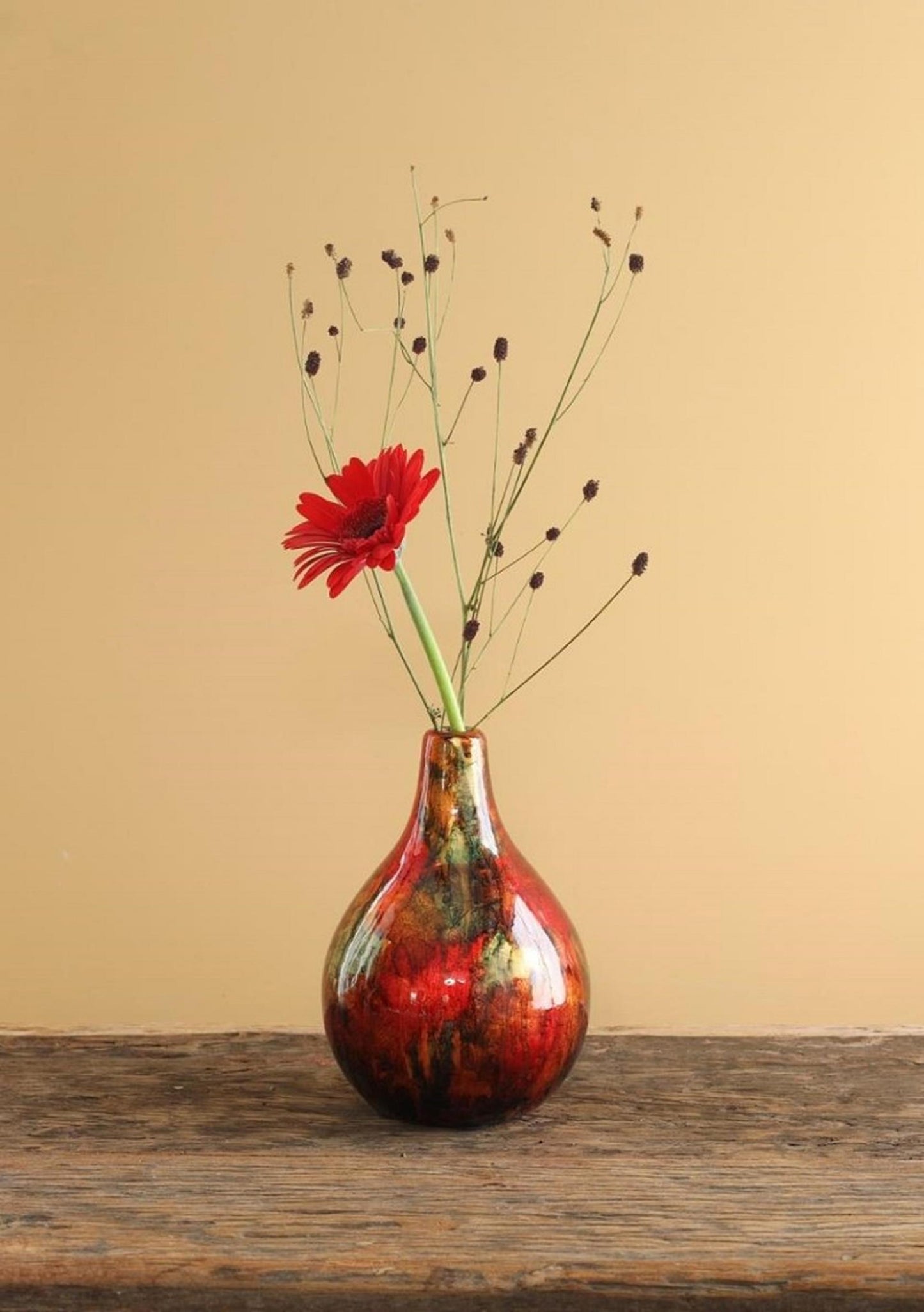 Idées 4 saisons vase éblouissant ø12xh18cm rouge rubis