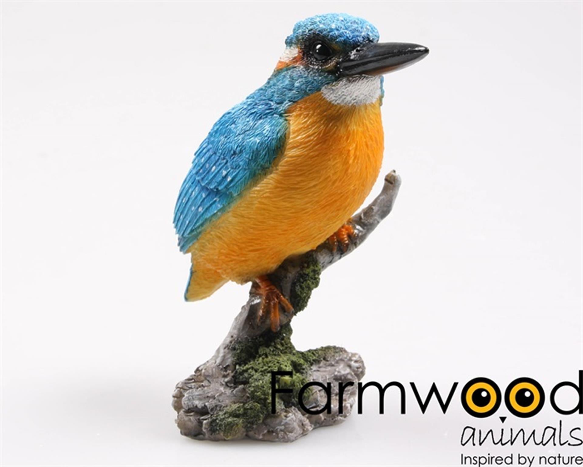Statue de jardin animaux de ferme martin-pêcheur sur tronc 9x9x15cm
