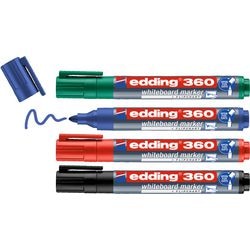 Marqueur pour tableau blanc 360 edding 1,5-3mm noir, bleu, rouge, vert