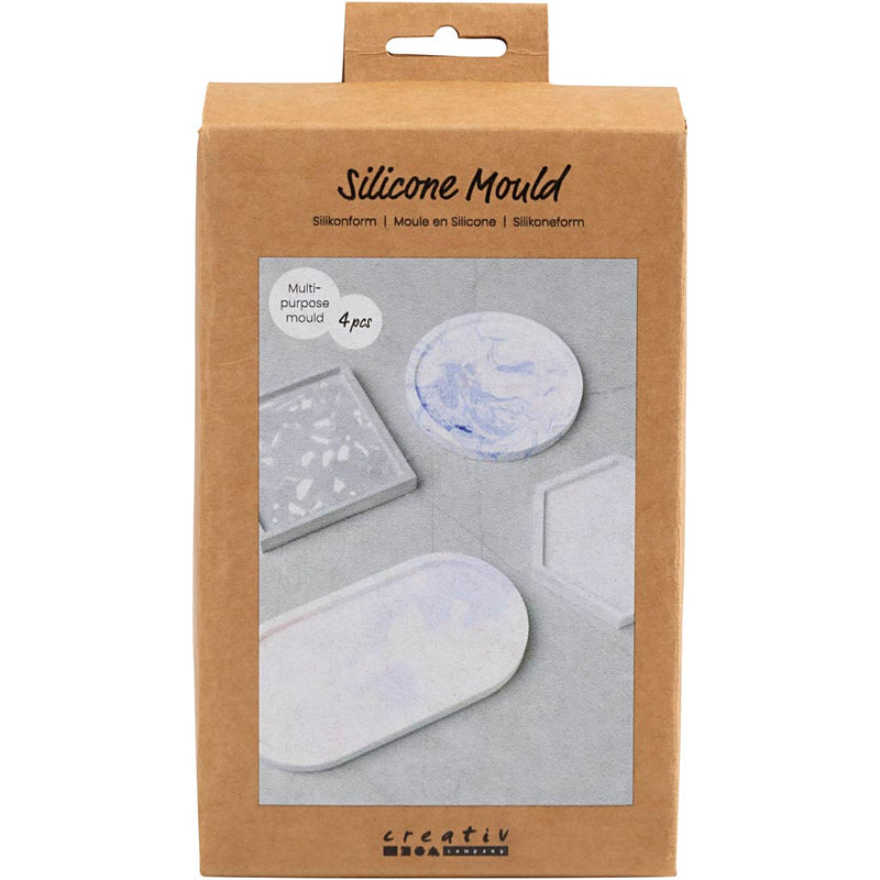 Creativ company formes en silicone, carré, cercle, hexagone et ovale, h : 1-1,5 cm, d 9-11,2 cm, 4 pièces 1 boîte