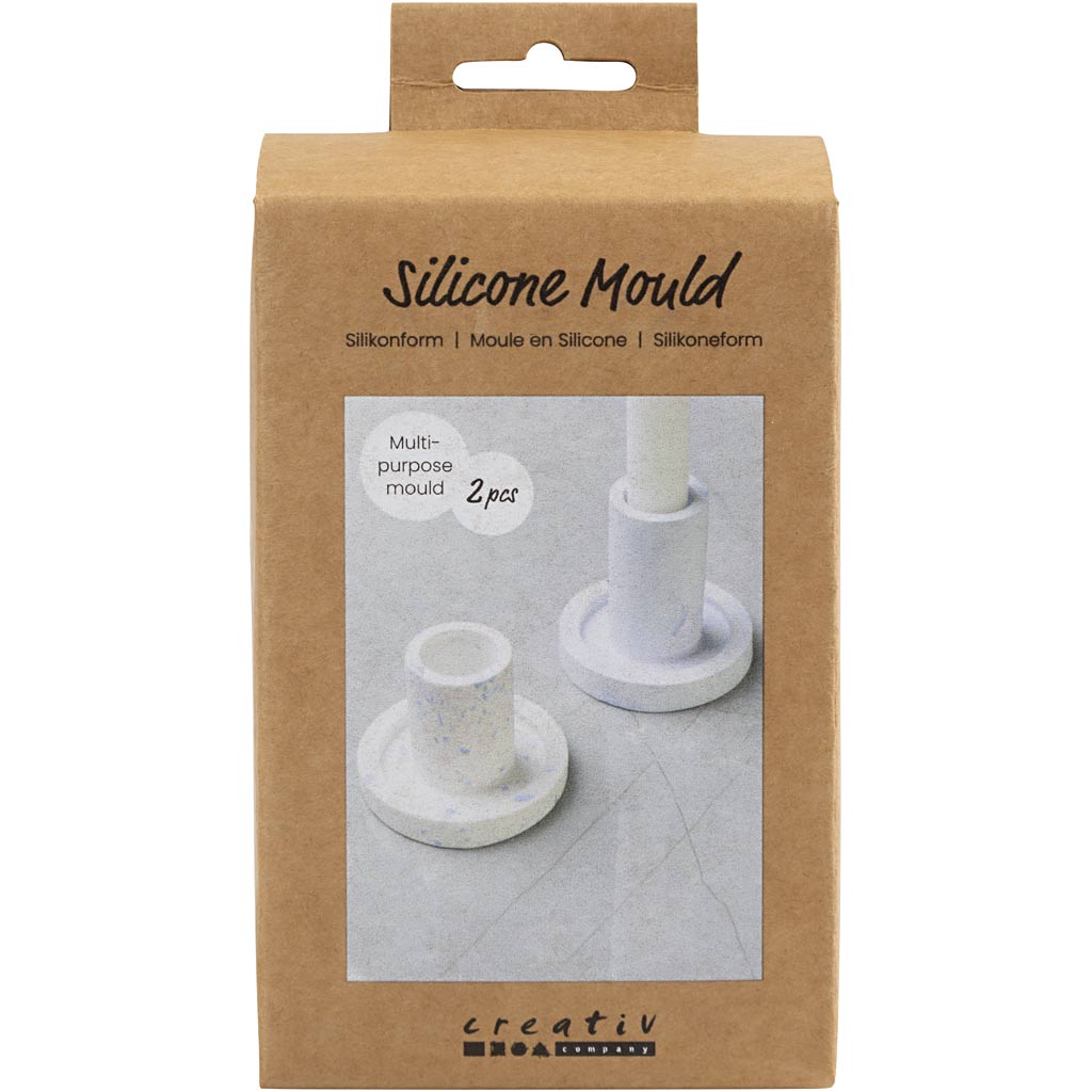 Moules en silicone Creativ company, bougeoir, h : 6,5 + 7,5 cm, d 7,3 cm, 2 pièces 1 boîte