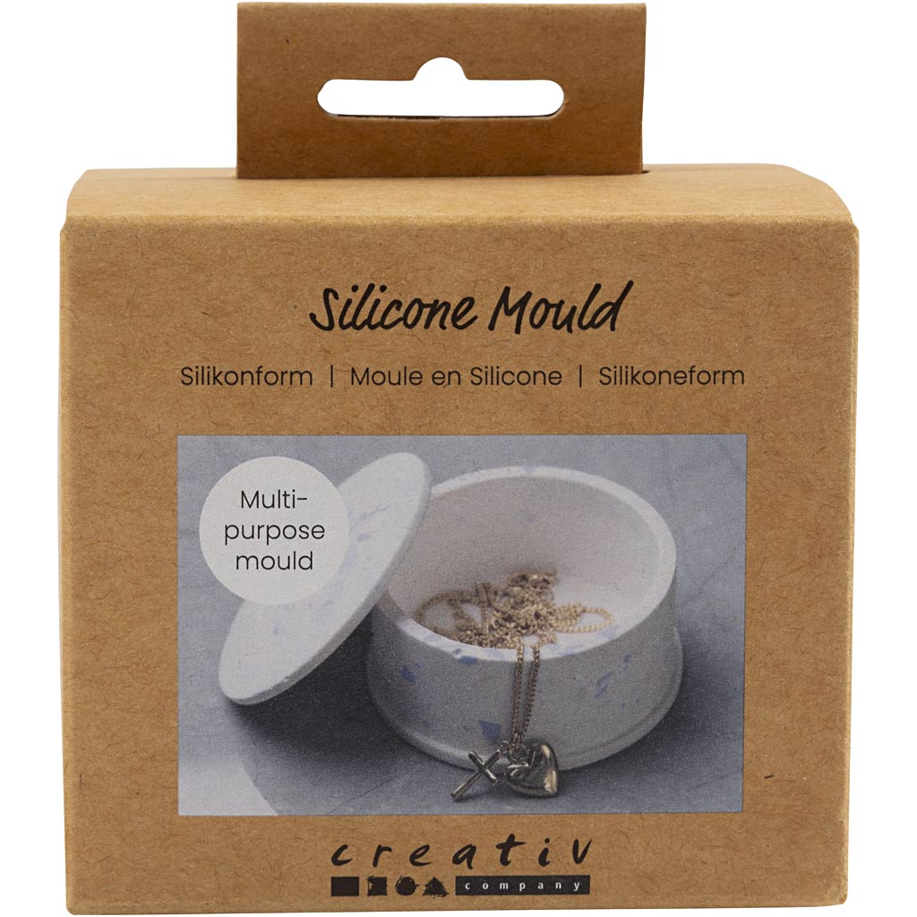 Moules en silicone Creativ company, pot avec couvercle, h: 4,5 cm, d 7,5 cm, 1 pièce 1 boîte