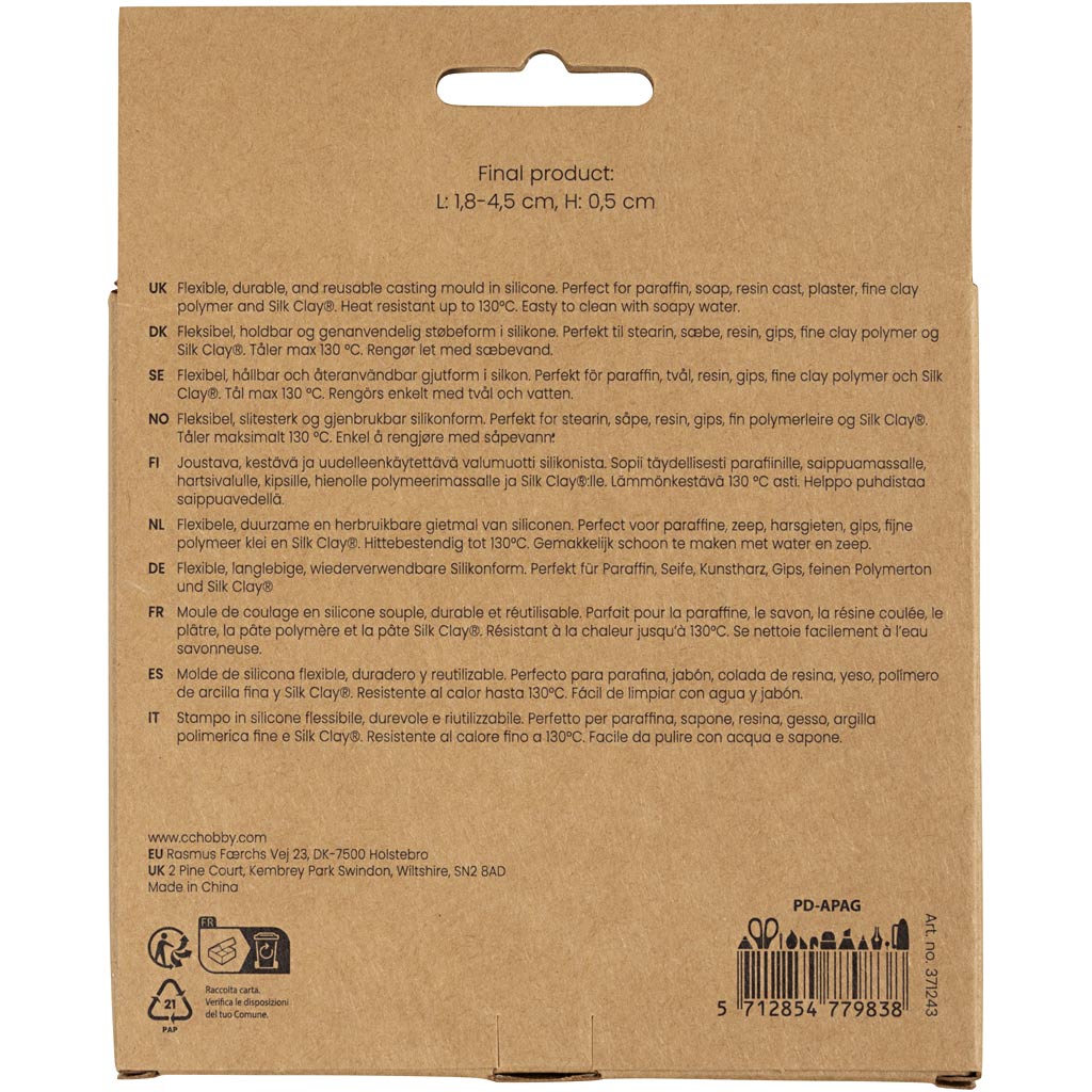 Creativ company formes en silicone, feuilles et fleurs, h : 0,5 cm, l : 1,8-4,5 cm, 4 pièces 1 pièce