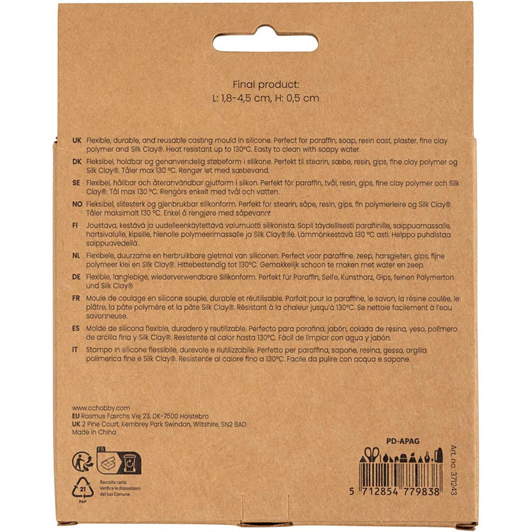 Creativ company formes en silicone, feuilles et fleurs, h : 0,5 cm, l : 1,8-4,5 cm, 4 pièces 1 pièce