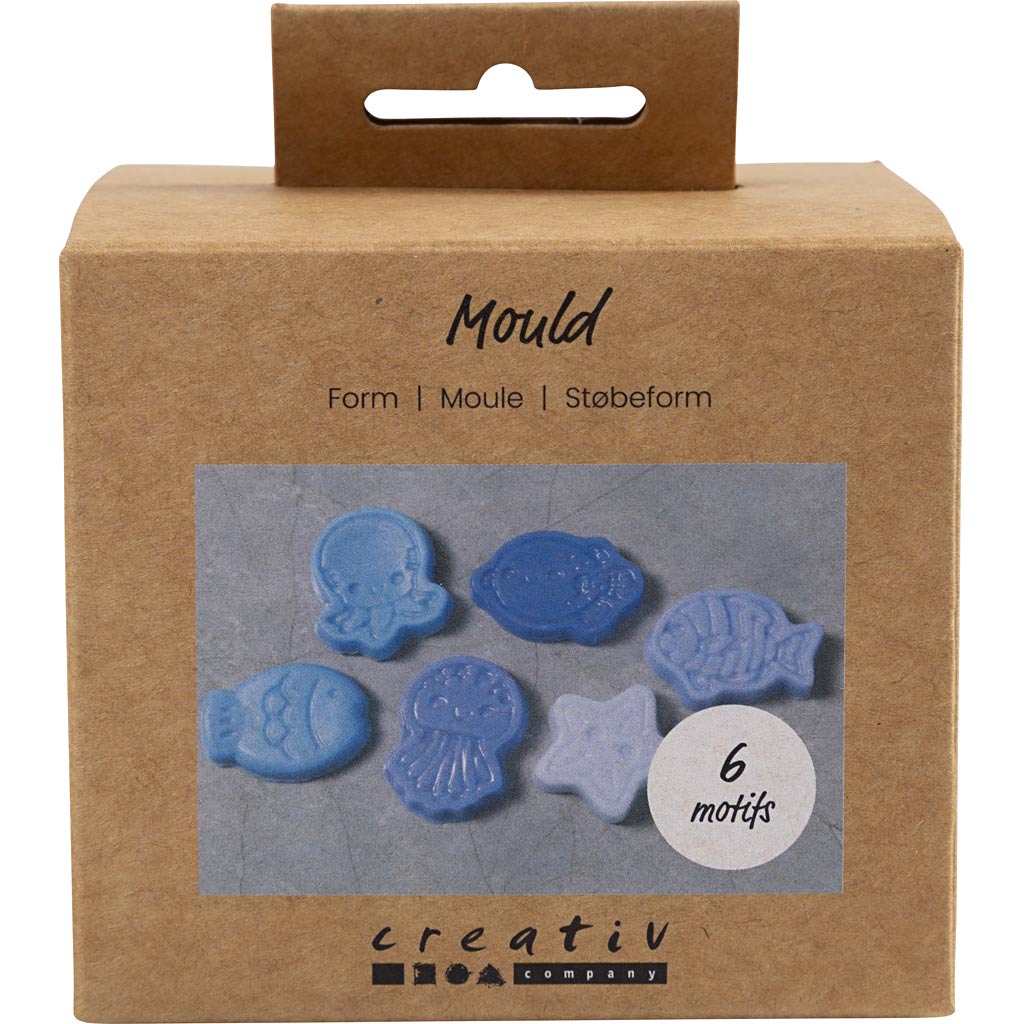 Moules Creativ company, thème océan, h : 1,2 cm, l : 4-6 cm, 6 pièces 1 boîte
