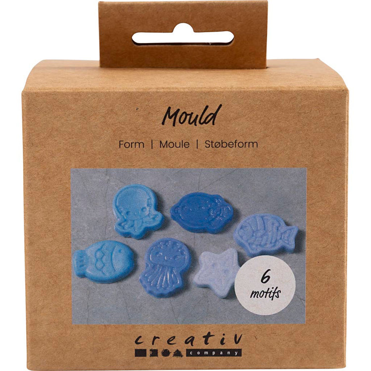Moules Creativ company, thème océan, h : 1,2 cm, l : 4-6 cm, 6 pièces 1 boîte