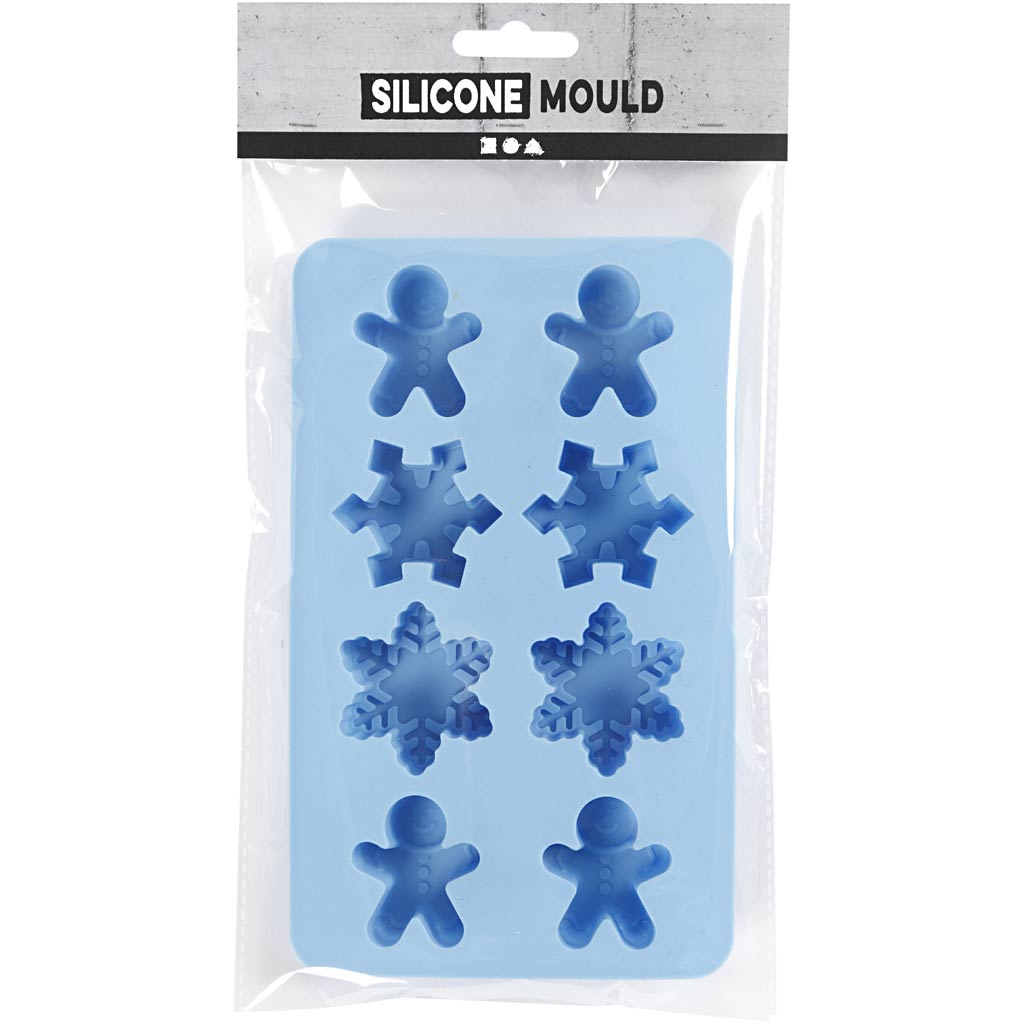 Moules en silicone Creativ company, cristaux de glace et homme à biscuits, h : 2,5 cm, l : 3 cm, l : 4,5 cm, 12,5 ml, 1 pièce