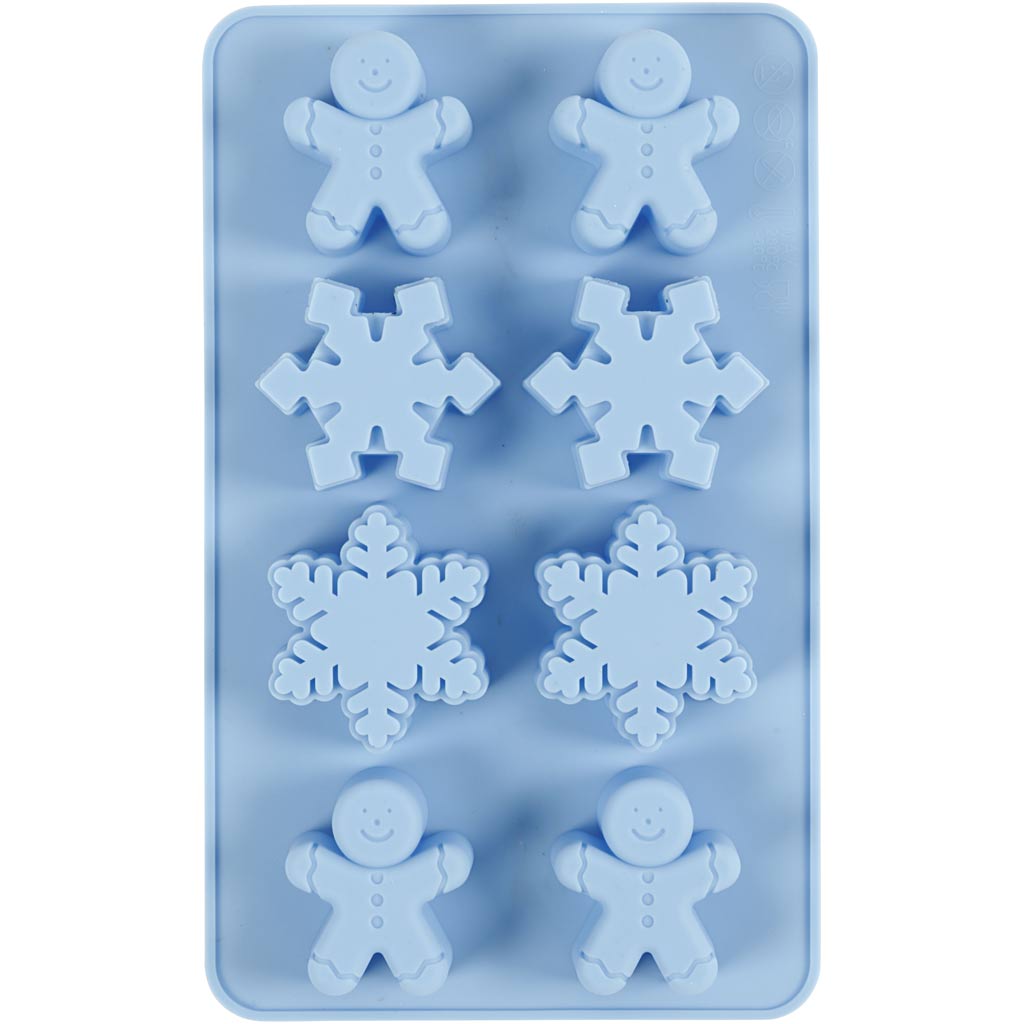 Moules en silicone Creativ company, cristaux de glace et homme à biscuits, h : 2,5 cm, l : 3 cm, l : 4,5 cm, 12,5 ml, 1 pièce