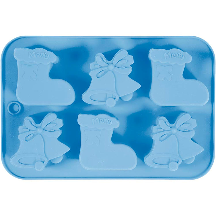 Moules en silicone Creativ company, chaussettes et cloches de Noël, h : 2,5 cm, l : 6 cm, l : 7,5 cm, 12,5 ml, 1 pièce
