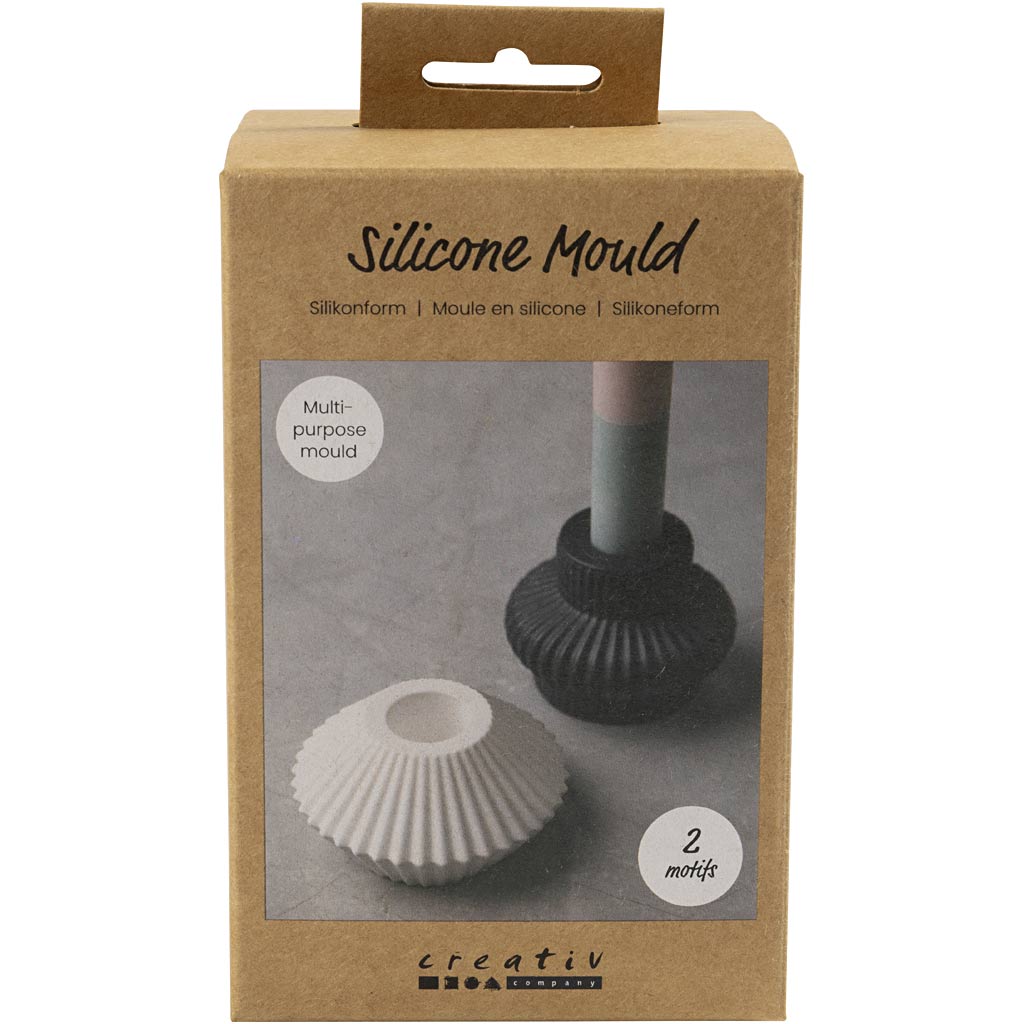 Moules en silicone Creativ company, bougeoirs avec profil, h: 4+5,5 cm, d 7+8 cm, transparent brillant, 2 pièces 1 boîte