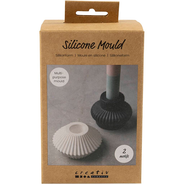 Moules en silicone Creativ company, bougeoirs avec profil, h: 4+5,5 cm, d 7+8 cm, transparent brillant, 2 pièces 1 boîte