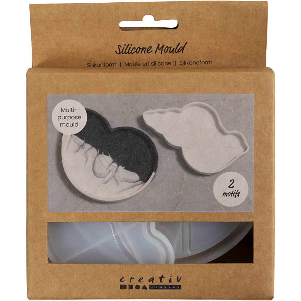 Moules en silicone Creativ company, coquille de conque, h : 0,6 cm, l : 12 cm, l : 8-9 cm, 2 pièces 1 boîte