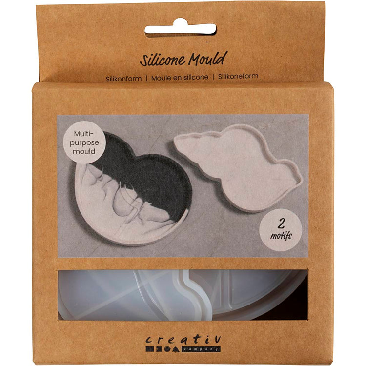 Moules en silicone Creativ company, coquille de conque, h : 0,6 cm, l : 12 cm, l : 8-9 cm, 2 pièces 1 boîte