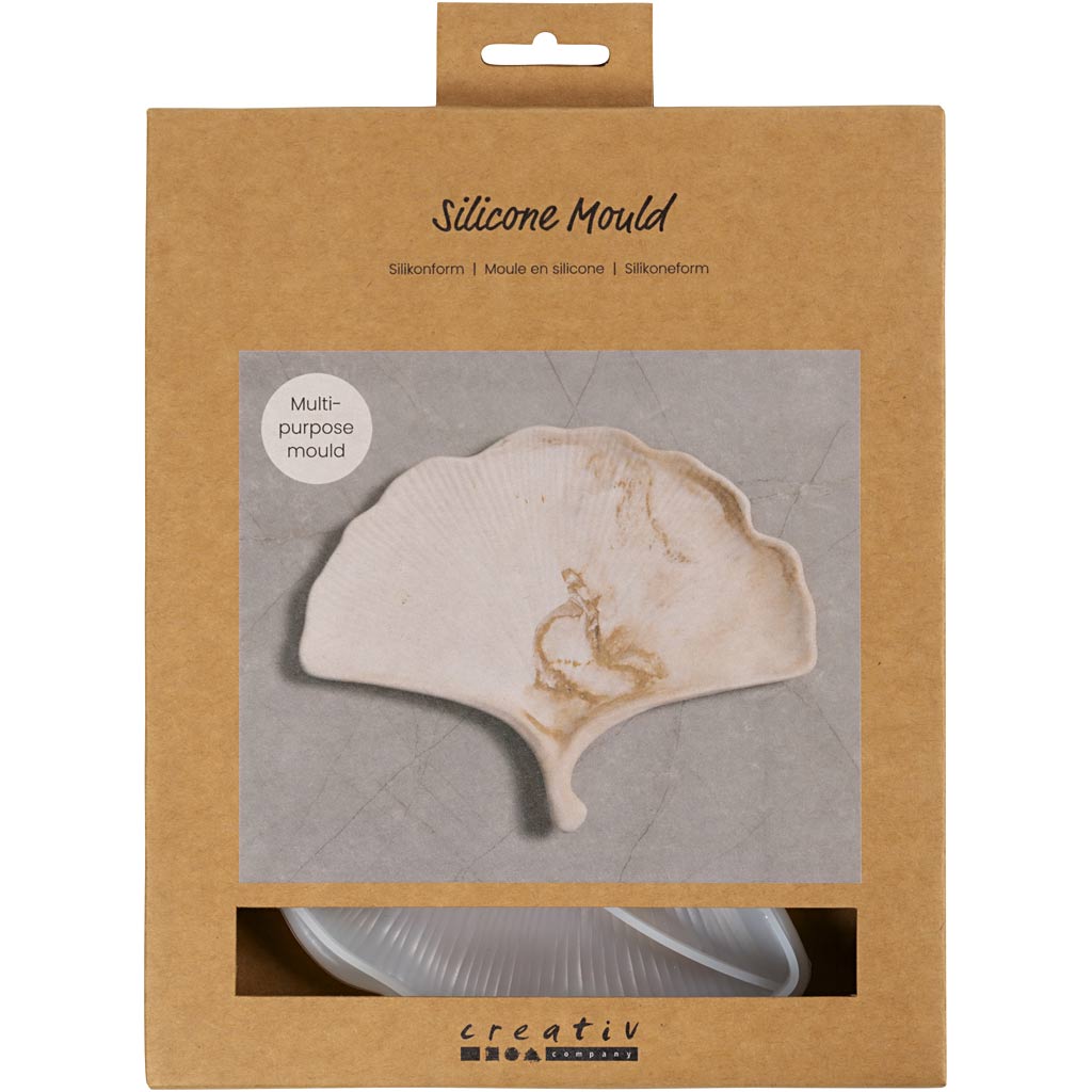 Moules en silicone Creativ company, feuille de gingko, h : 1,5 cm, l : 18,5 cm, l : 14,8 cm, 1 pièce