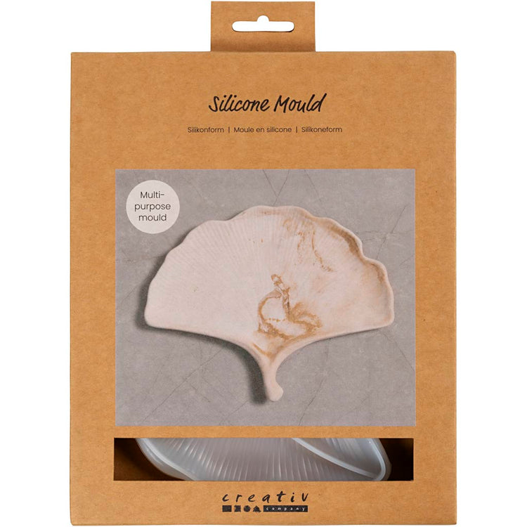 Moules en silicone Creativ company, feuille de gingko, h : 1,5 cm, l : 18,5 cm, l : 14,8 cm, 1 pièce
