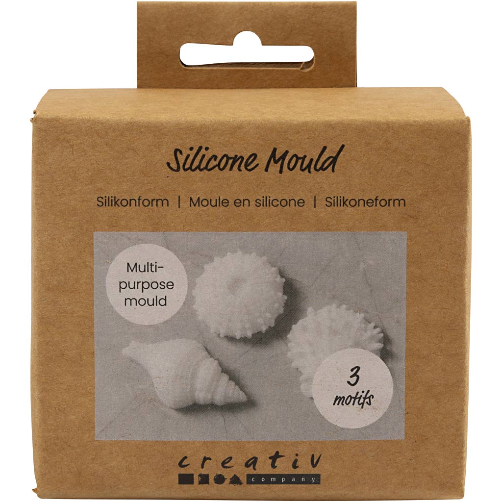 Creativ company formes en silicone, étoile de mer, conque, coquille, h : 1,5-2 cm, d 3,5-6 cm, 3 pièces 1 boîte