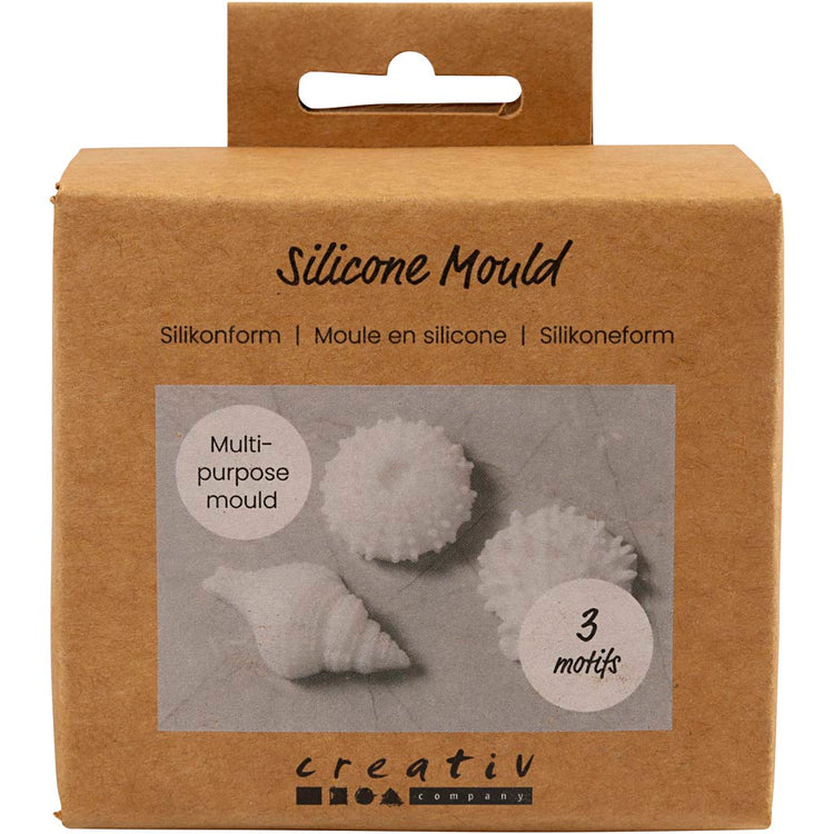 Creativ company formes en silicone, étoile de mer, conque, coquille, h : 1,5-2 cm, d 3,5-6 cm, 3 pièces 1 boîte