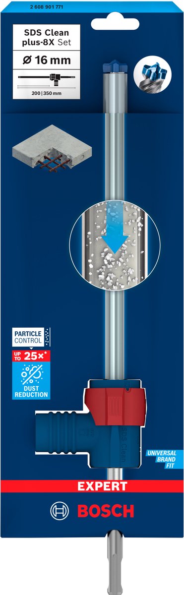 Bosch expert sds clean plus-8x jeu de forets à percussion 16 x 200 x 350