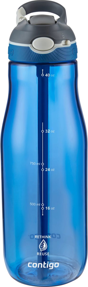 Bouteille d'eau Contigo Ashland à bec automatique avec paille | grande gourde sans BPA de 1200 ml | bouteille de sport | gourde étanche | idéal pour l'école, la salle de sport, le vélo, la course, la marche | Monaco