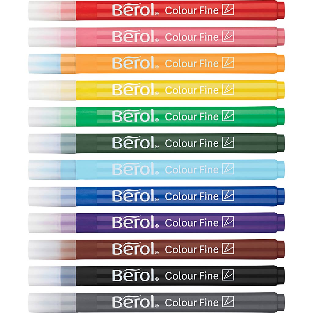 Berol Colorfine, D 10 mm, épaisseur de ligne 0,3-0,7 mm, différentes couleurs, 42 pièces 1 boîte