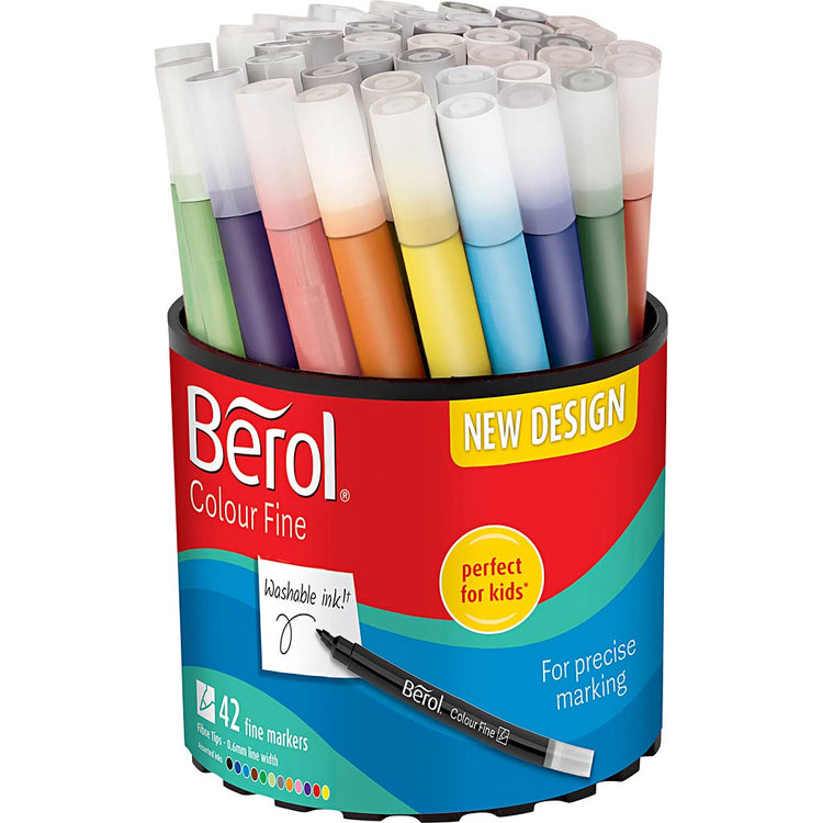 Berol Colorfine, D 10 mm, épaisseur de ligne 0,3-0,7 mm, différentes couleurs, 42 pièces 1 boîte