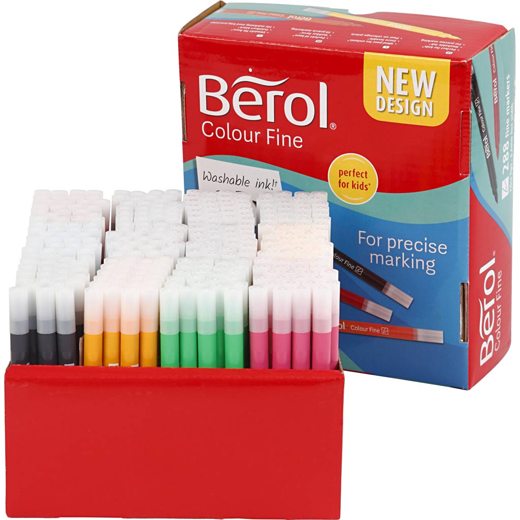 Berol Colorfine, épaisseur de ligne 0,3-0,7 mm, différentes couleurs, 288 pièces 1 boîte