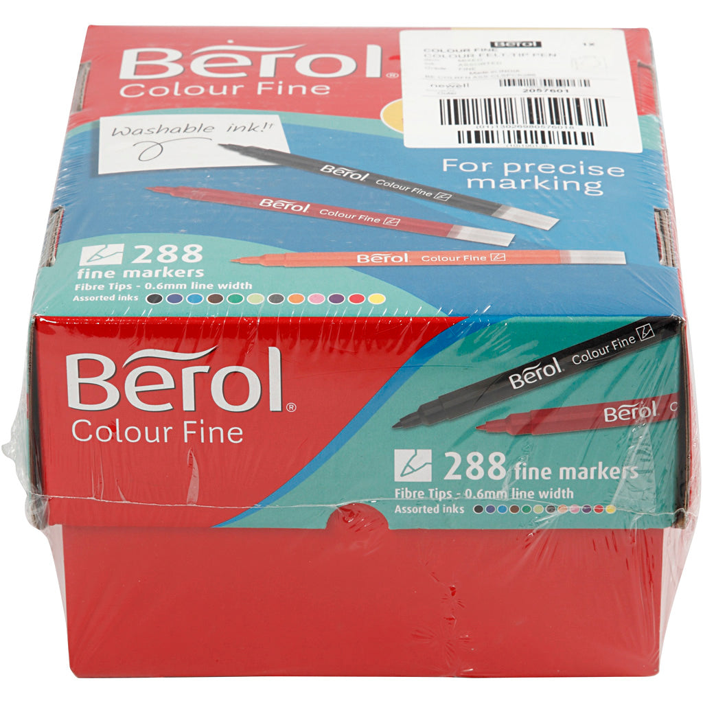 Berol Colorfine, épaisseur de ligne 0,3-0,7 mm, différentes couleurs, 288 pièces 1 boîte