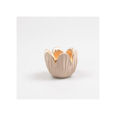 Photophore décoration inspiration saison tulipe camel 8,5x6,5cm