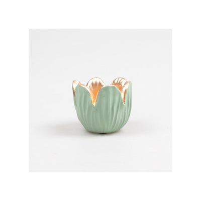 Photophore décoration inspiration saison tulipe vert 8,5x6,5cm