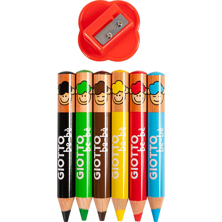 Crayons de couleur Giotto, l : 10,5 cm, épaisseur 13 mm, recharge 6 mm, différentes couleurs, 6 pièces 1 boîte