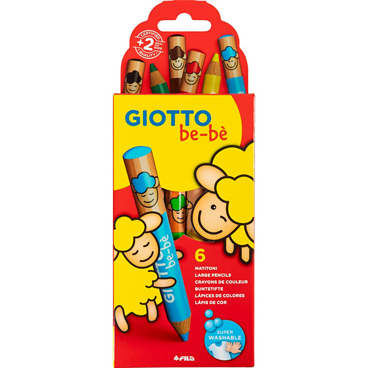 Crayons de couleur Giotto, l : 10,5 cm, épaisseur 13 mm, recharge 6 mm, différentes couleurs, 6 pièces 1 boîte