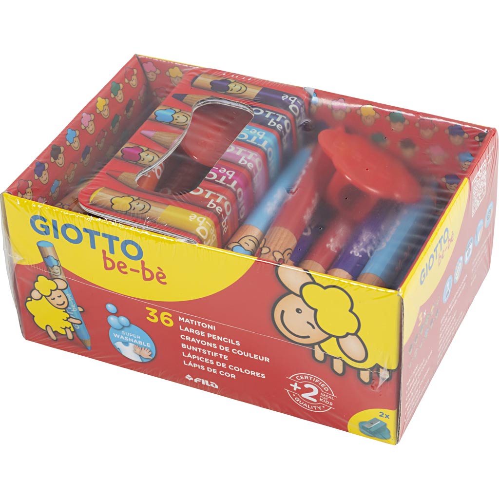 Crayons de couleur Giotto, l : 10,5 cm, d 13 mm, recharge 6 mm, différentes couleurs, 36 pièces 1 boîte