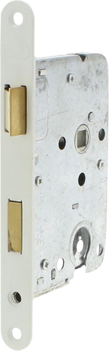 Serrure à cylindre Starx - Serrure à barillet - Serrure à mortaise avec plaque frontale laquée blanche - Serrure de porte - 50 x 55 mm