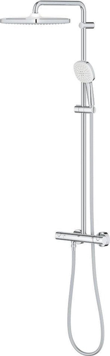 Ensemble de douche à effet pluie Grohe tempesta 250 cube - douche de tête 25 cm - douchette carrée - 2 types de jets - avec mitigeur thermostatique - chrome