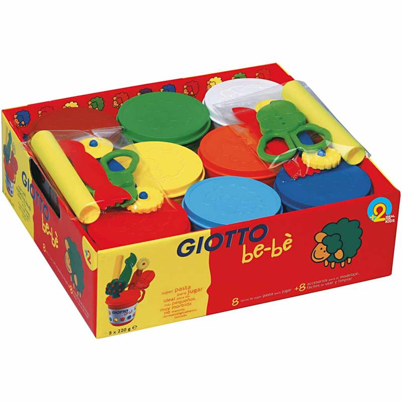 Pâte à modeler Giotto, différentes couleurs, 8x220 gr 1 boîte