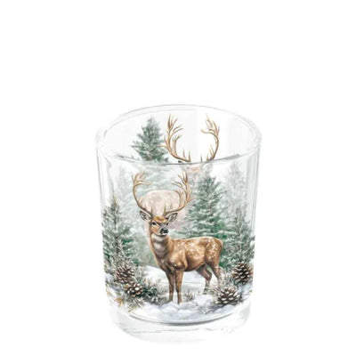 Photophore Ambiente cerf d'hiver blanc dia.5,5x6,6cm verre