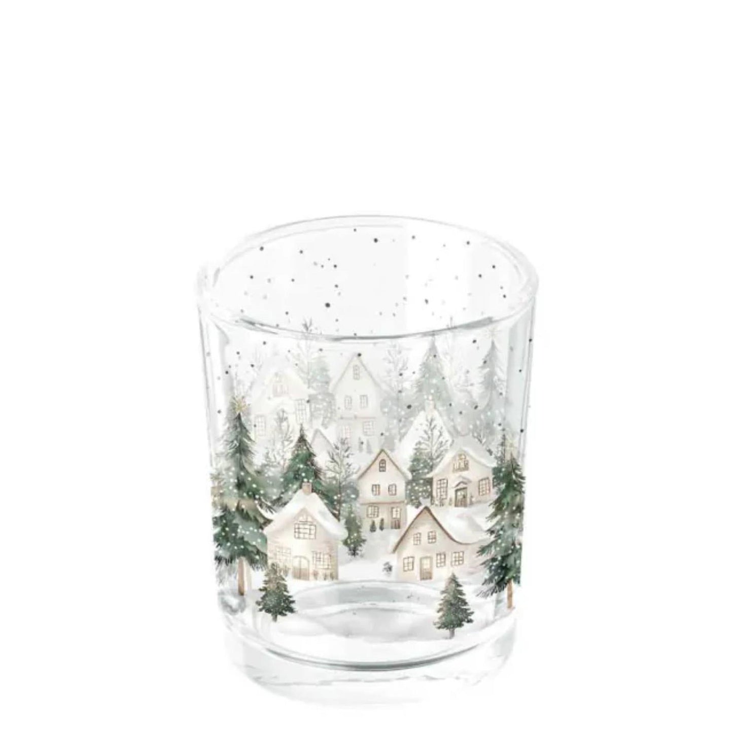 Photophore Ambiente maisons enneigées dia.5,5x6,6cm verre