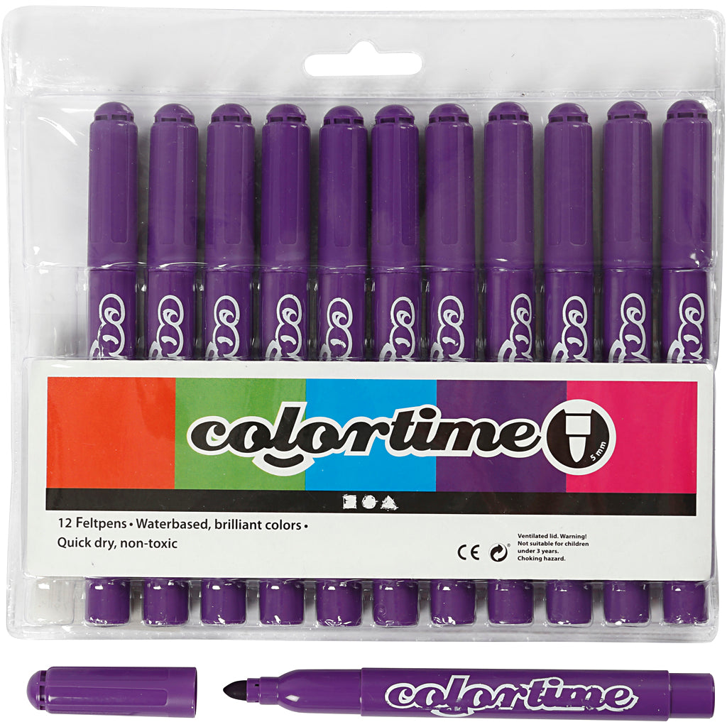 Marqueurs Colortime, trait 5 mm, violet foncé, 12 pièces, 1 boîte
