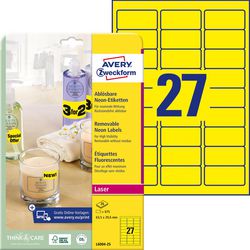 Etiquettes avery zweckform 63,5x29,6 jaune pack 675 pièces