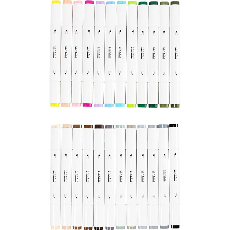 Stylo à dessin Creativ company, largeur de trait 1+8 mm, couleurs pastel, couleurs standard, 24 pièces 1 boîte