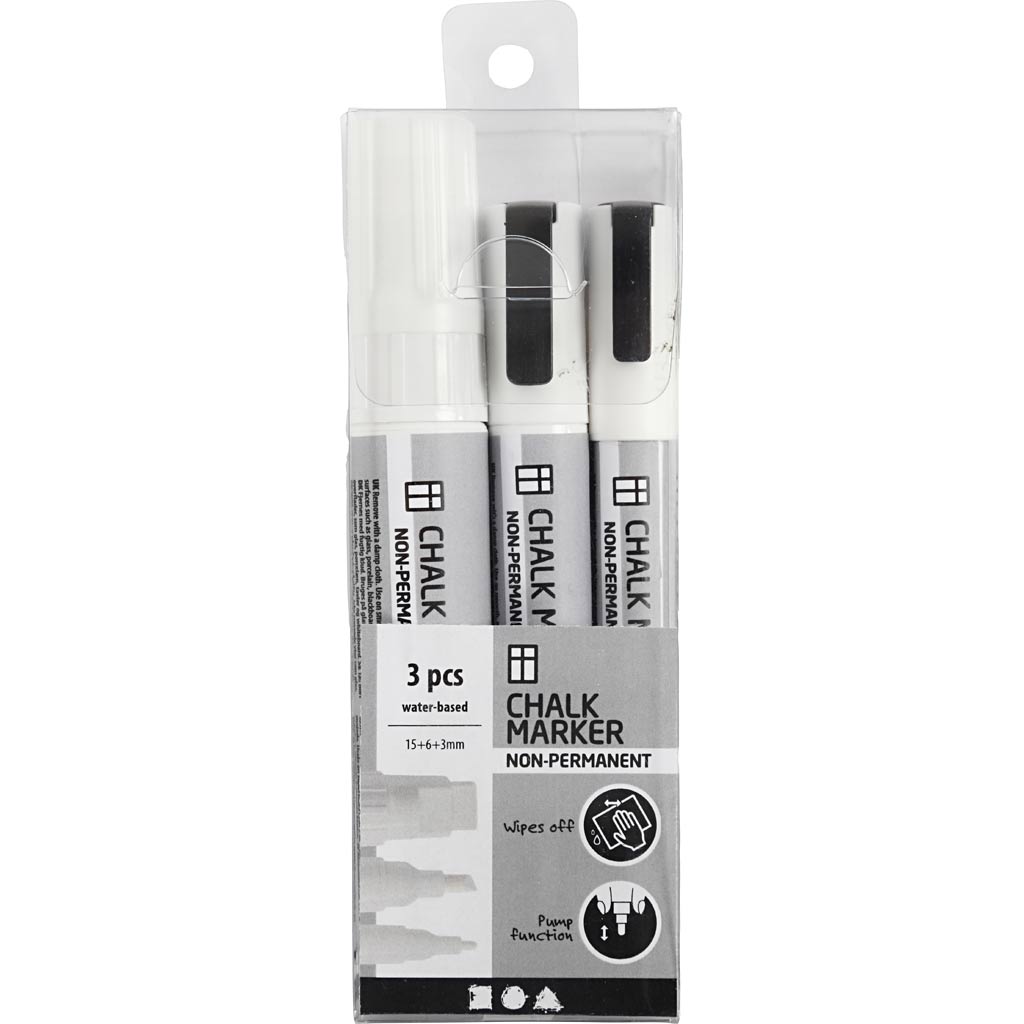 Creativ Company Chalkstifts White, 3e.