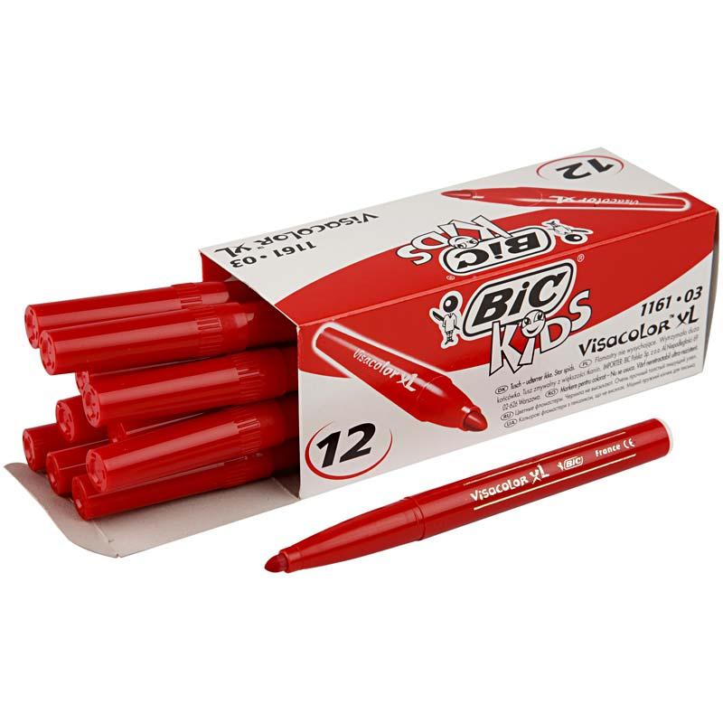 BIC Visa Color Stens, Dikes de ligne 3 mm, rouge, 12 pièces 1 boîte