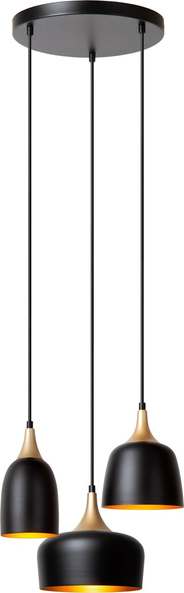 Lucide chayanne - suspension - ø 30 cm - 3xe14 - noir