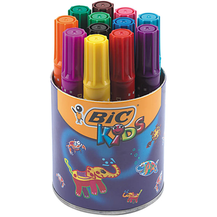 BIC Decoralo Jumbo marqueurs, épaisseur de ligne 4 mm, différentes couleurs, 12 pièces 1 boîte