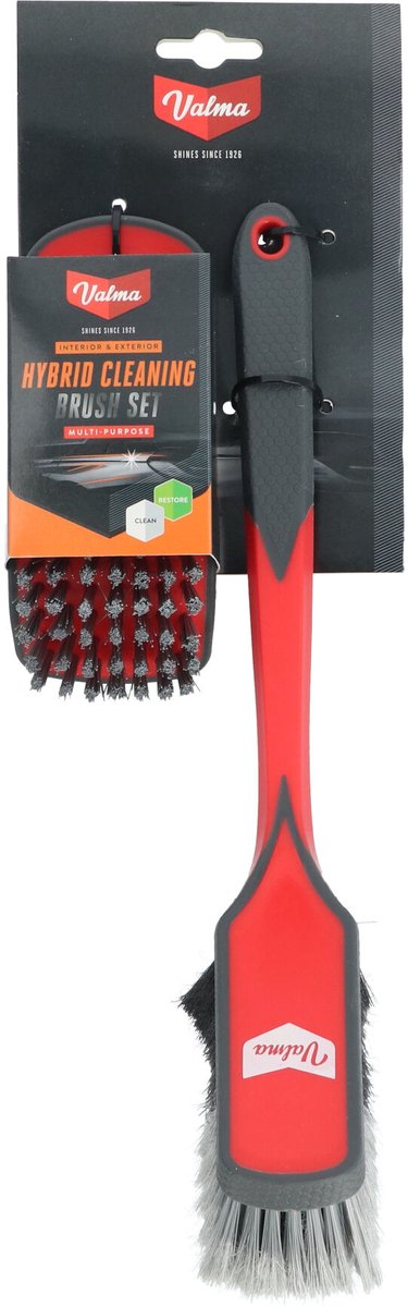 Ensemble de brosses de nettoyage hybrides Valma - 2 brosses différentes - pour intérieur et extérieur - élimine la saleté, le sable, la poussière de frein et autres contaminants