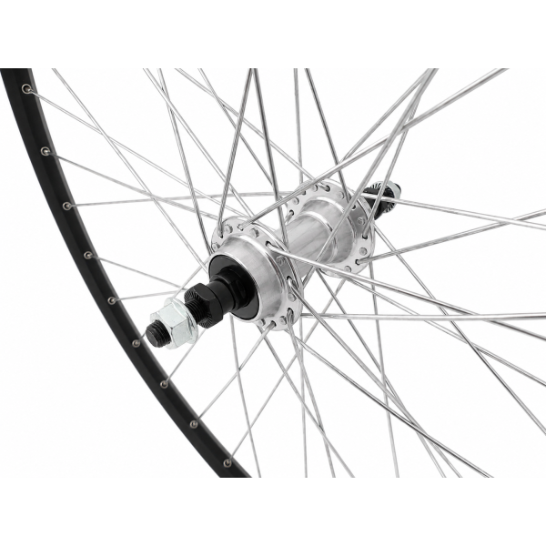 Roue arrière 28'' aluminium zac 2000 jante rectifiée noire - roue libre - axe plein