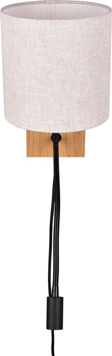 Applique Trio nilam avec liseuse - bois naturel - abat-jour écru